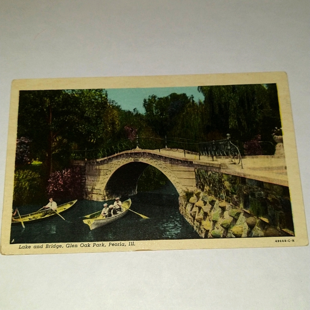 Old postcard depicting a bridge in Peoria Illinois